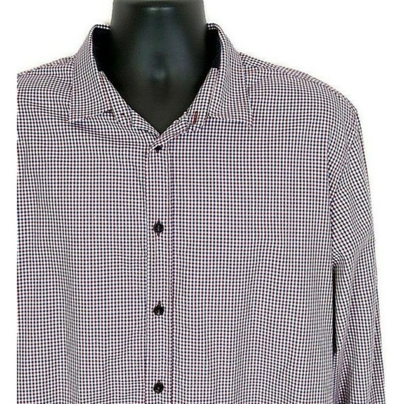 Zara Other - Zara Mens XXL Shirt Slim Fit Blue Red Checked Button Front Casual Dress Long Slv